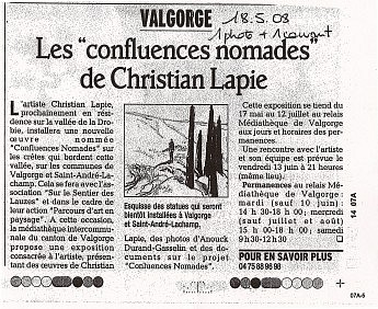 18 mai 2008 - Les «confluences nomades » de Christian Lapie