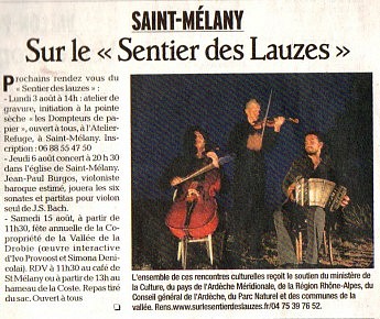 01 août 2009 - Le Dauphiné Libéré - Saint-Mélany - Sur le sentier des lauzes