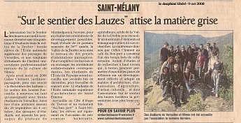 9 Octobre 2008 - Le Dauphiné Libéré - Gilles Clément et les étudiants de l’école Nationale supérieure des paysages de Versailles« Sur le sentier des lauzes » attise la matière grise 